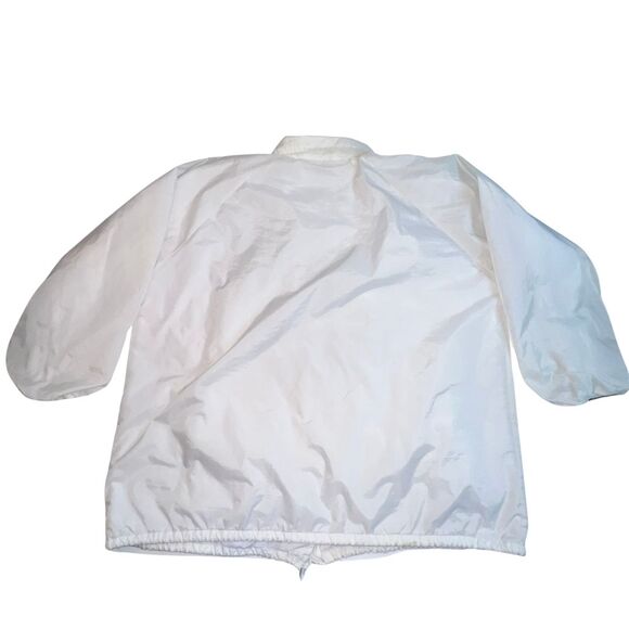 Vintage 90s White Windbreaker Women 1X Lined Grandmacore Y2K Jacket Snap Buttons - Picture 2 of 10